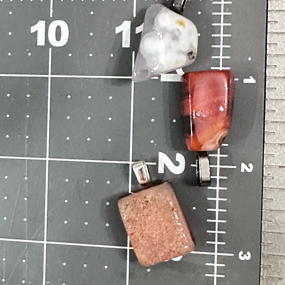 Pendants Agate And Other Natural Gemstones Rocks lot of 3 Healing Organic 4282 L - Picture 7 of 8